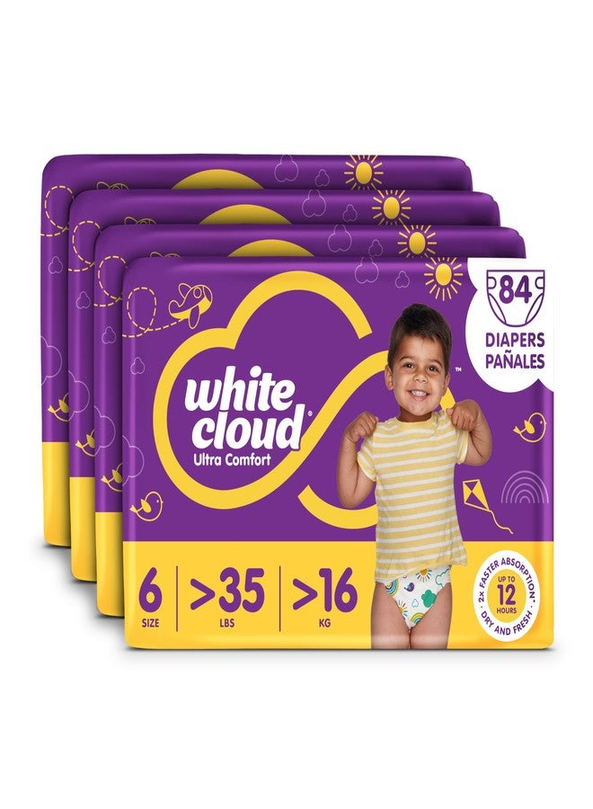 White Cloud Ultra Comfort Diapers, Size 6, 35+lbs, 4 Packs of 21 = 84 Diapers - Image 1